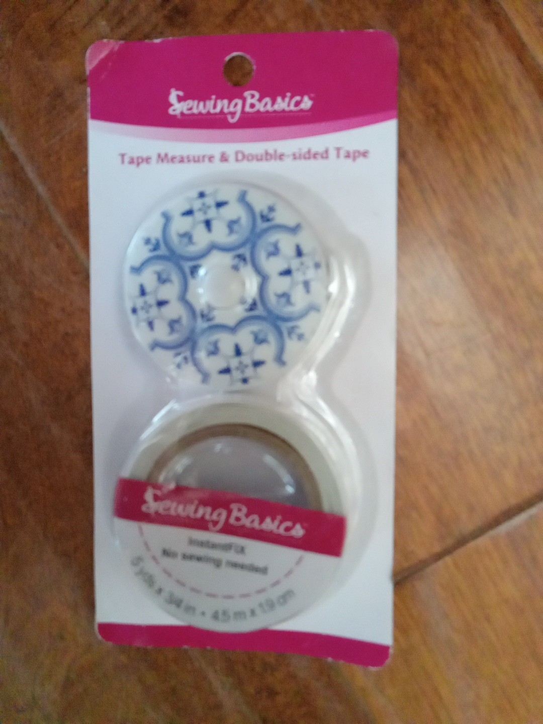 Sewing Basics Tape Measure W Floral Design & Double Sided Tape NEW