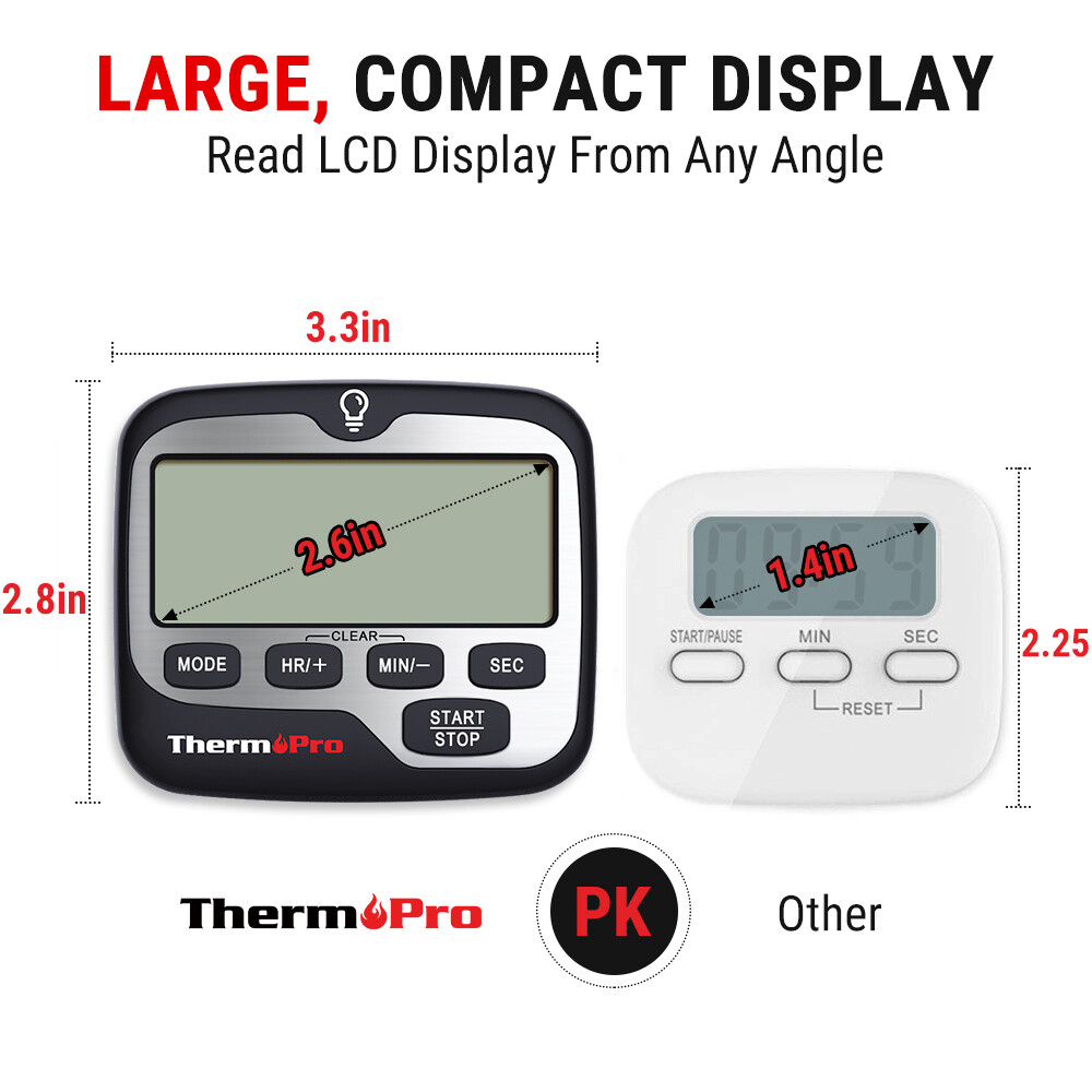 ThermoPro TM01 Digital Kitchen Timer with Backlight Countdown Count Up Timer LCD