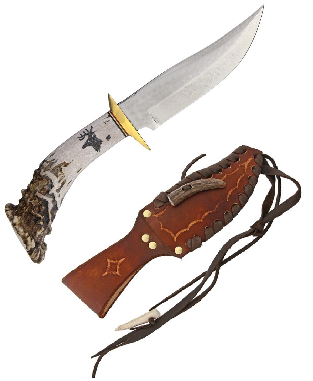 Ken Richardson Knives Fixed Knife 5" 1085HC Steel Blade Shed Deer Antler Handle