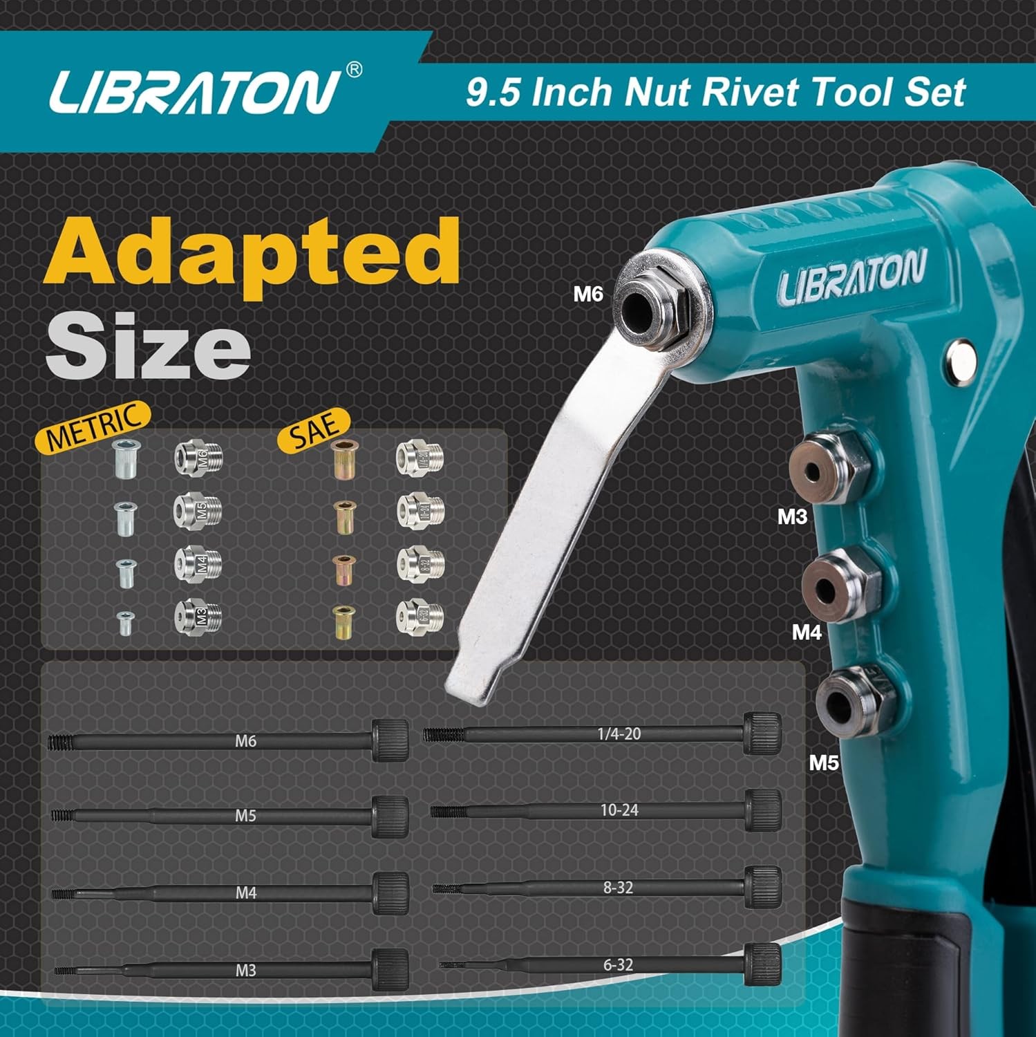 LIBRATON 9.5" Rivet Nut Tool, One-Handed Heavy-duty Tool