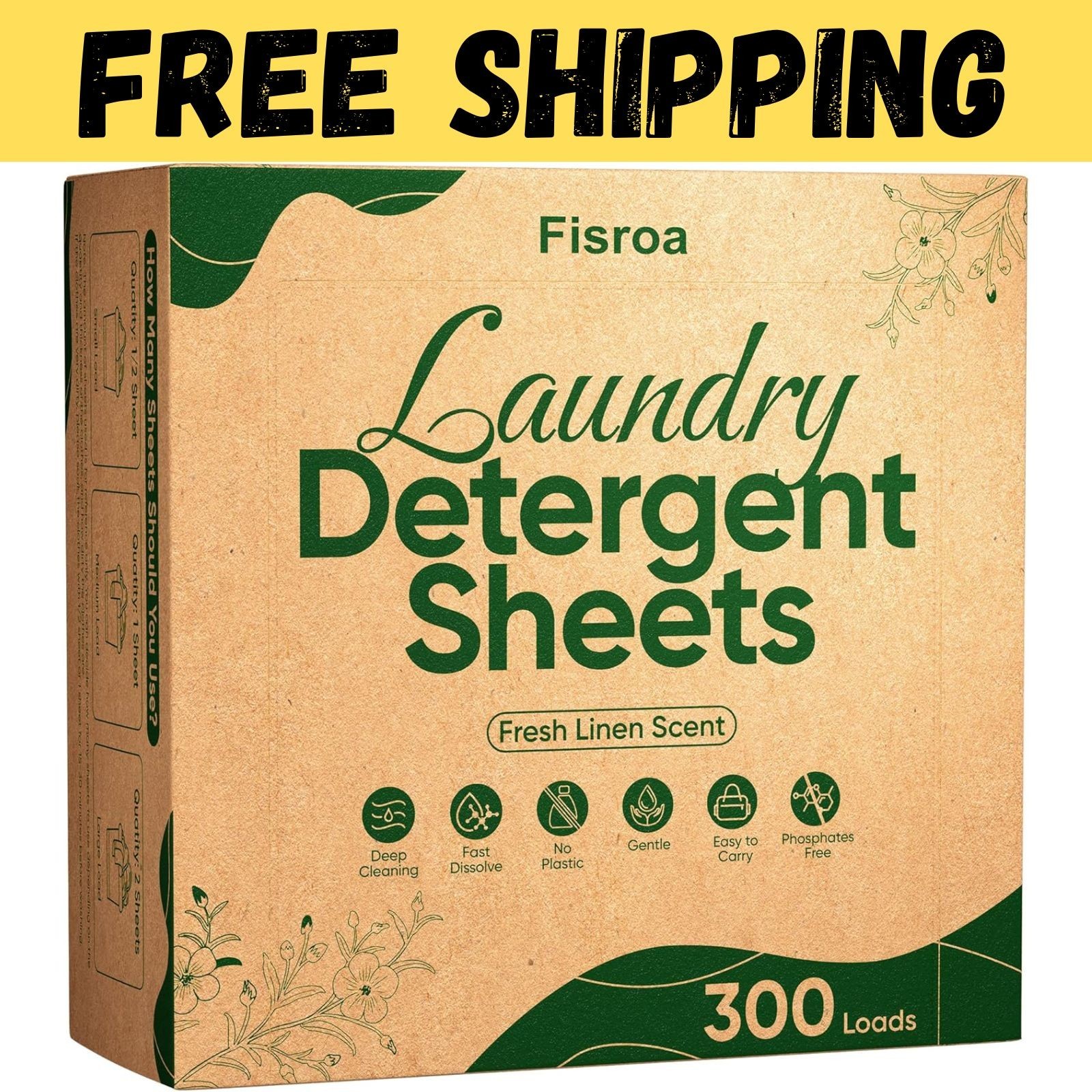 Travel Laundry Detergent Sheets  300 Loads Eco-Friendly Washing Detergent Sheets