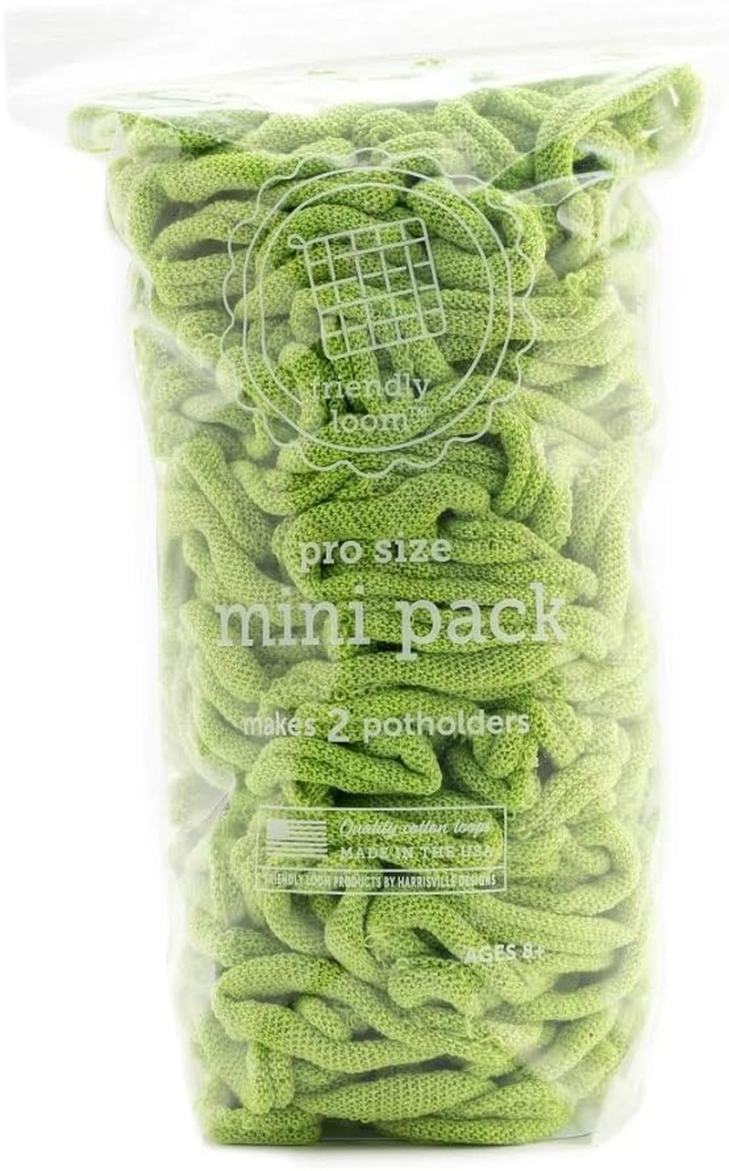 Harrisville Designs Friendly Loom | 10” Pro-Sized Lime Potholder Weaving Loops |