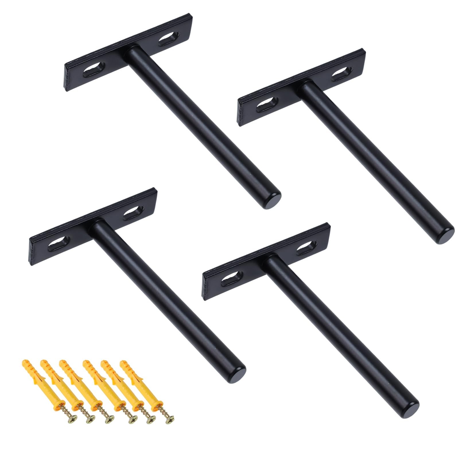 4 PCS 4 Inch Floating Shelf Brackets Heavy Duty Hidden Black Invisible Support