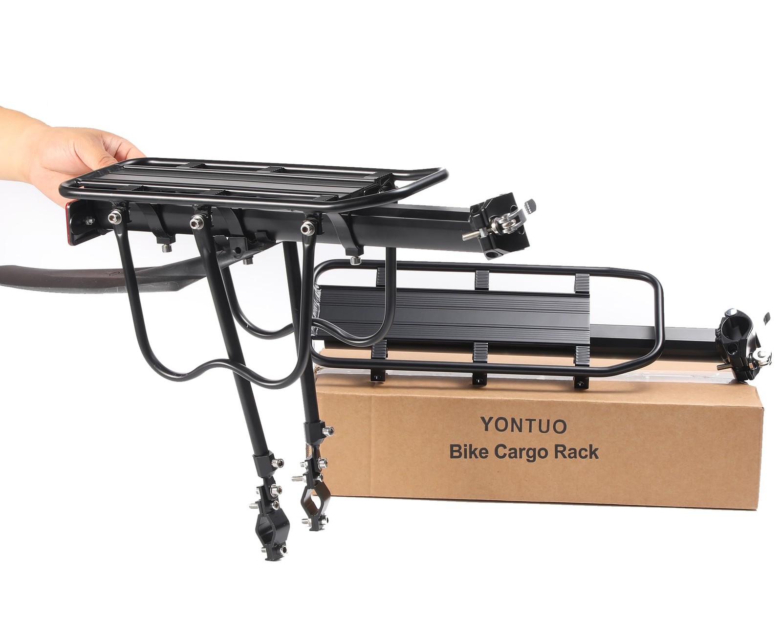 Rear Bike Rack,115 LB Capacity Solid Bearings Bike Cargo Rack w/Fender & Larg...