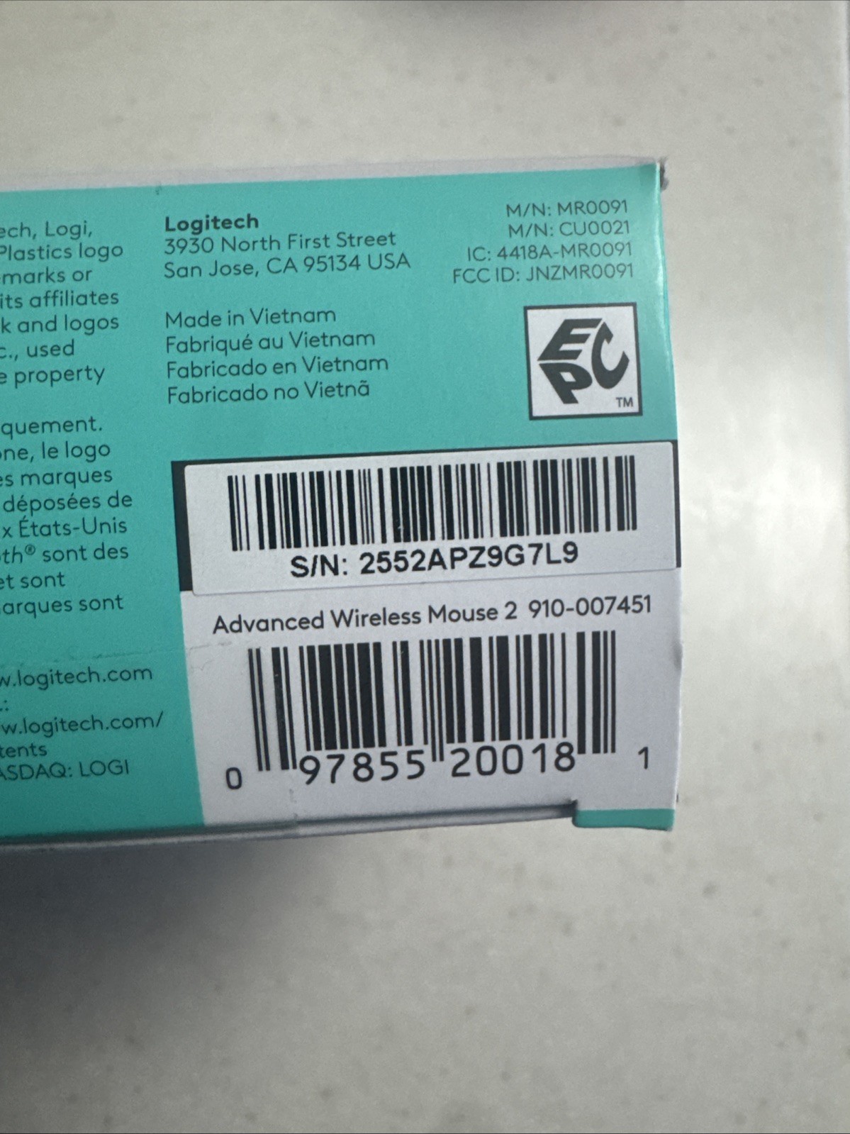 New Logitech Advanced Wireless Mouse 2 910-007451