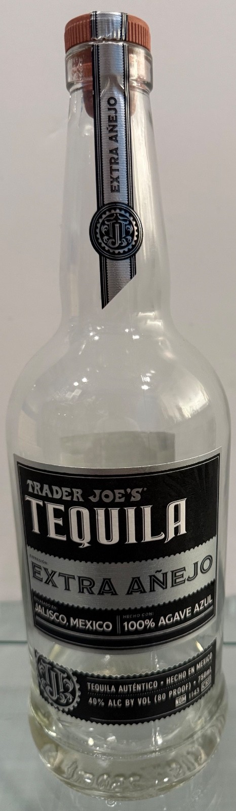 Tequila Trader Joe's Extra Anejo Empty Bottle