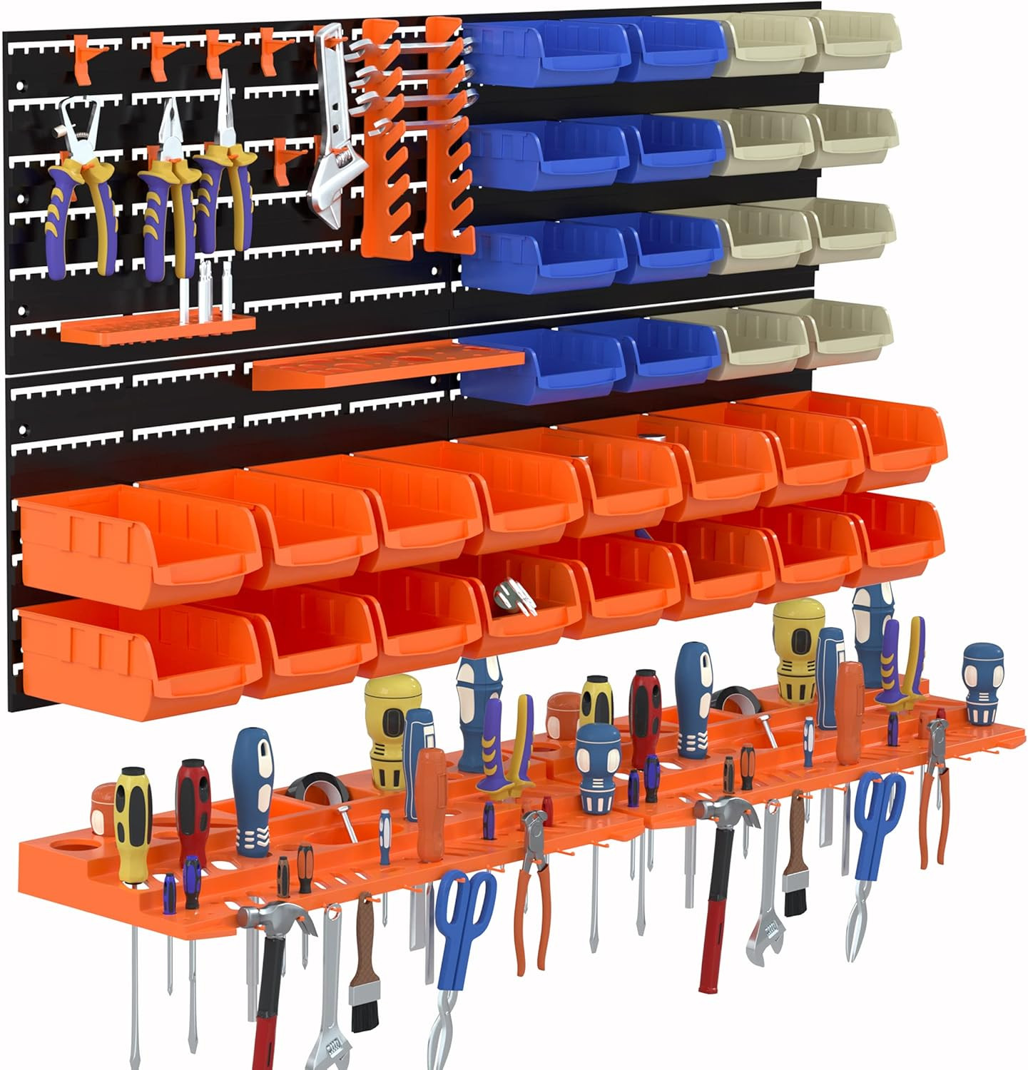 52PCS Wall Mounted Storage Bins Garage Storage Drawers with 4PCS Wall Mounting P