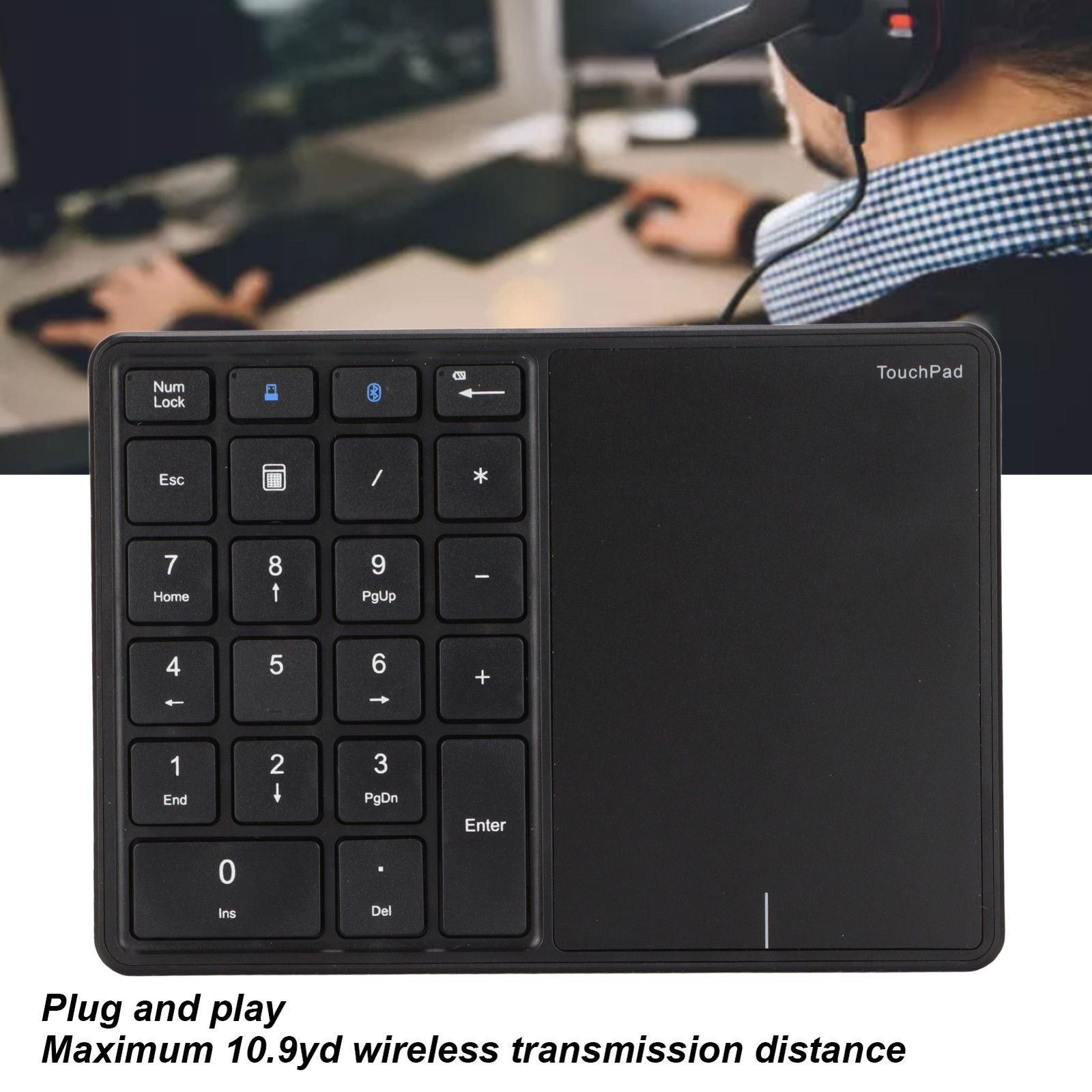 2 In 1 Wireless Number Pad Touchpad Portable BT4.2 For IOS Premium
