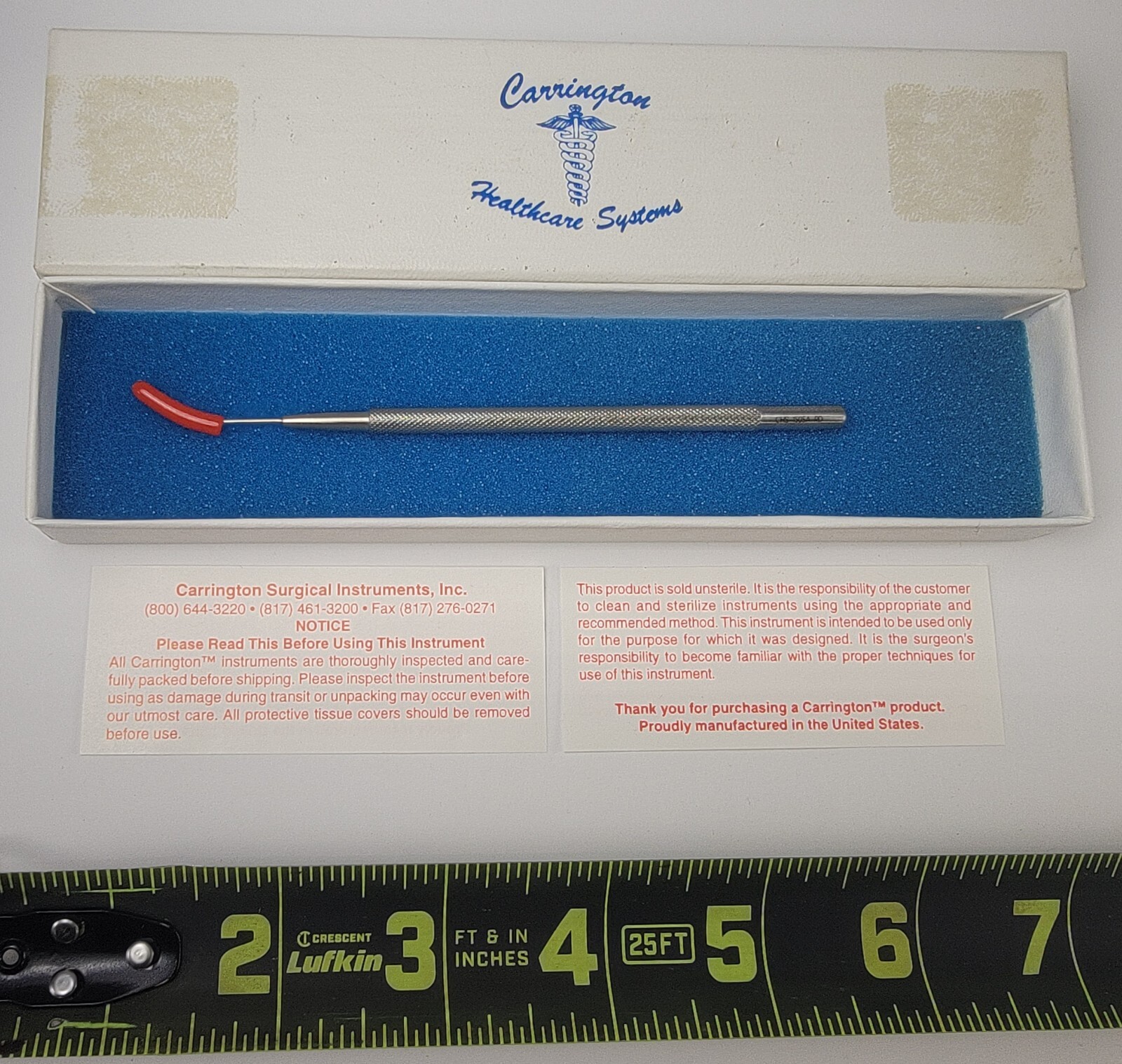 Carrington Surgical Instruments Ophthalmic Sinsky Hook CHS-1505A-RD Stainless