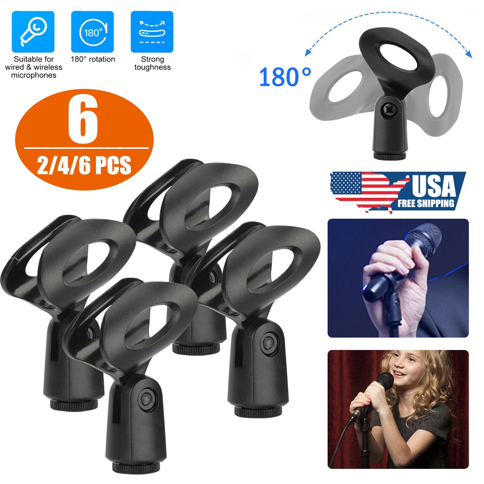 2/6x Microphone Stand Knob Tension Lock Universal Cylinder Microphone Stand USA