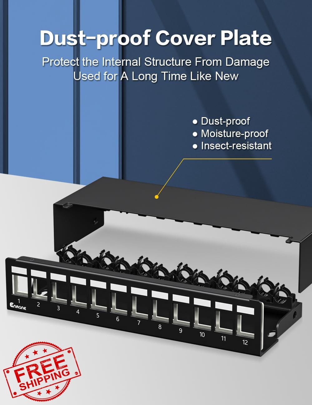 Enmane 12 Port Keystone Patch Panel 1U STPandUTP 1 Pack