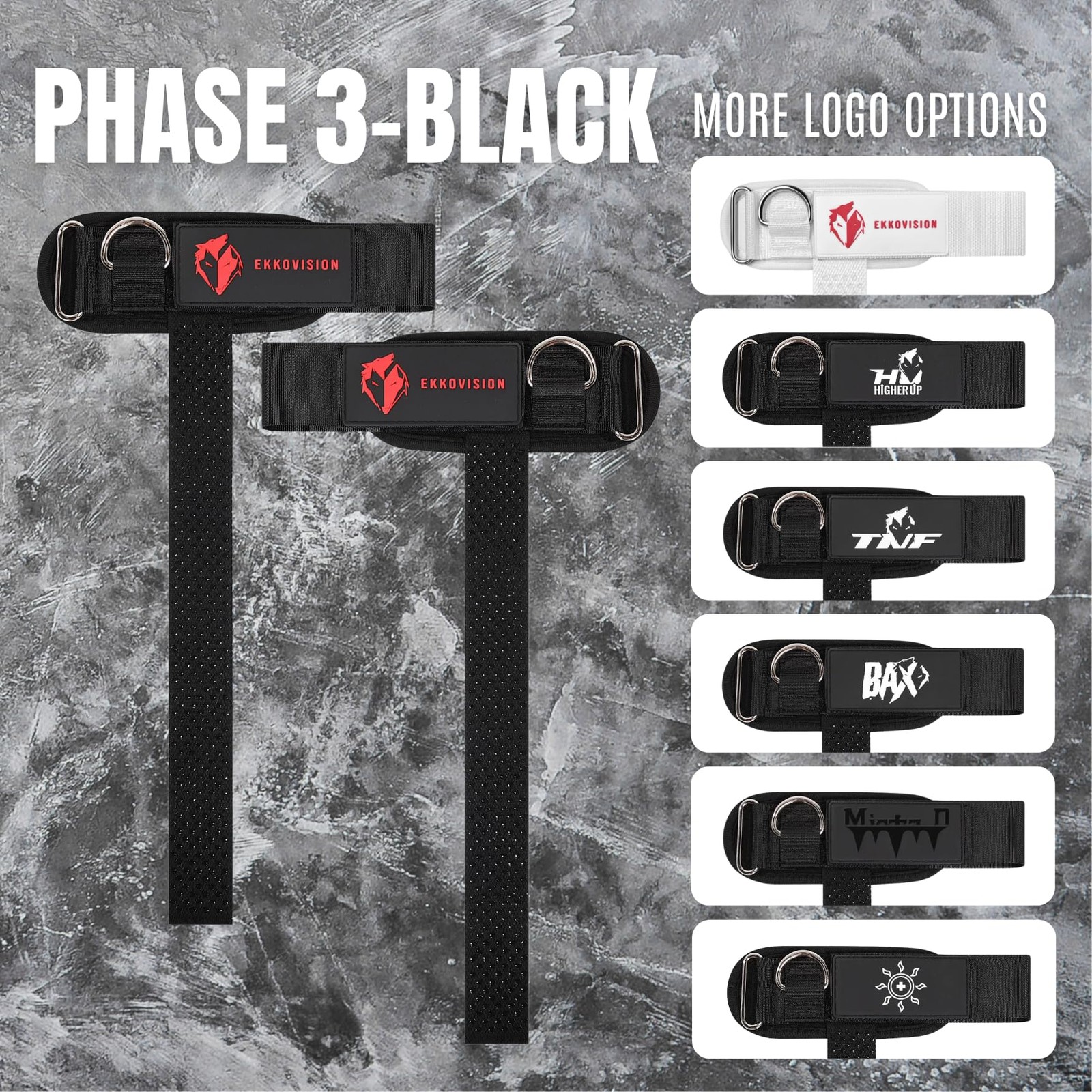 Ekkovision Weight Lifting Straps With Cuffed D Ring, Wrist Support, PHASE3