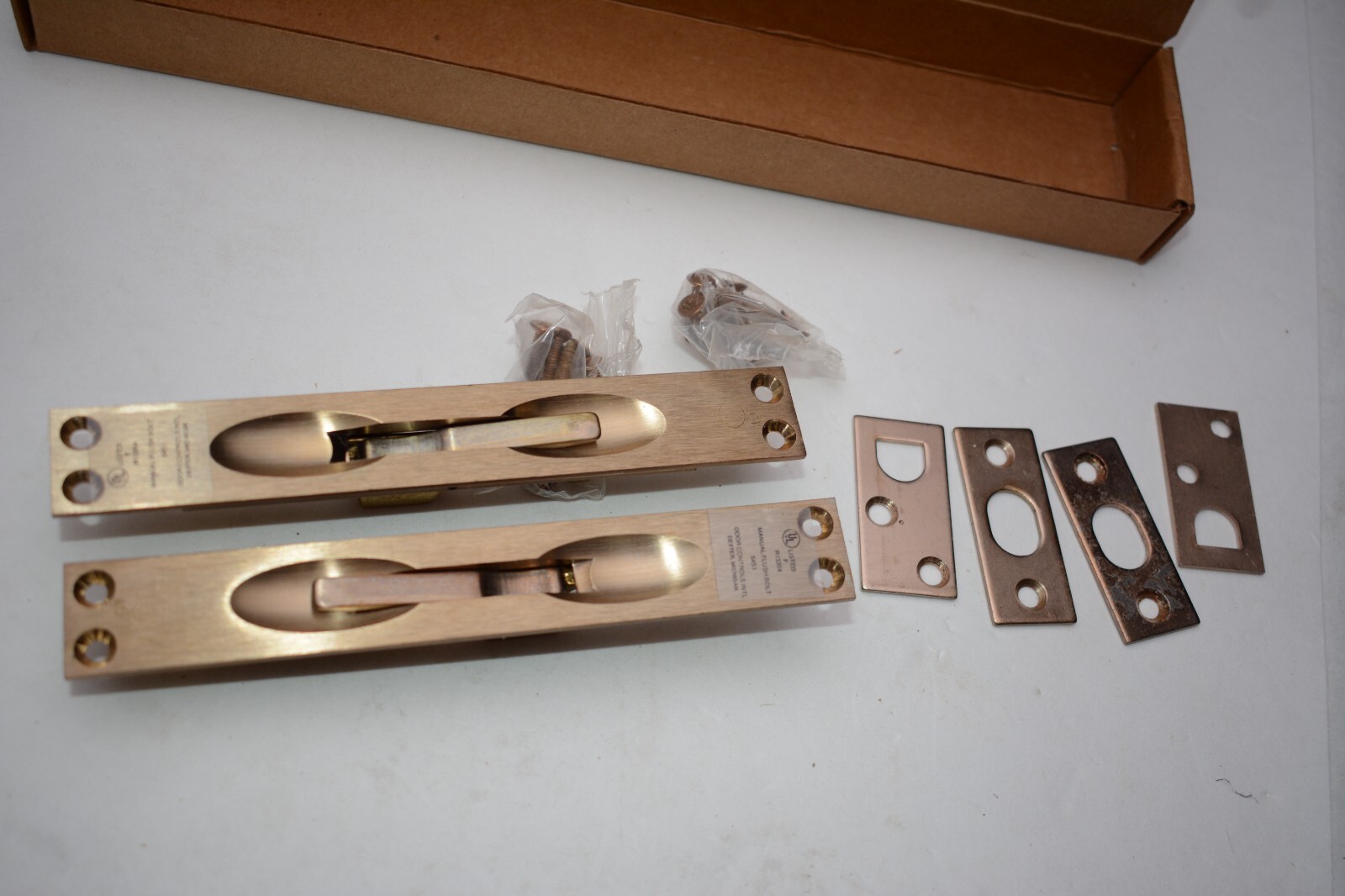 2 pc T-780 Manual Flush Bolt Polished Brass Assembly door controls internationa