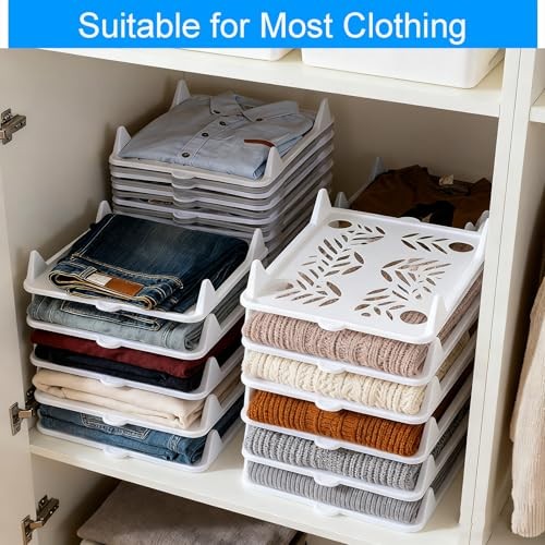 10 PCS T Shirt Organizer for Clothes Storage, Stackable Closet Organizer with