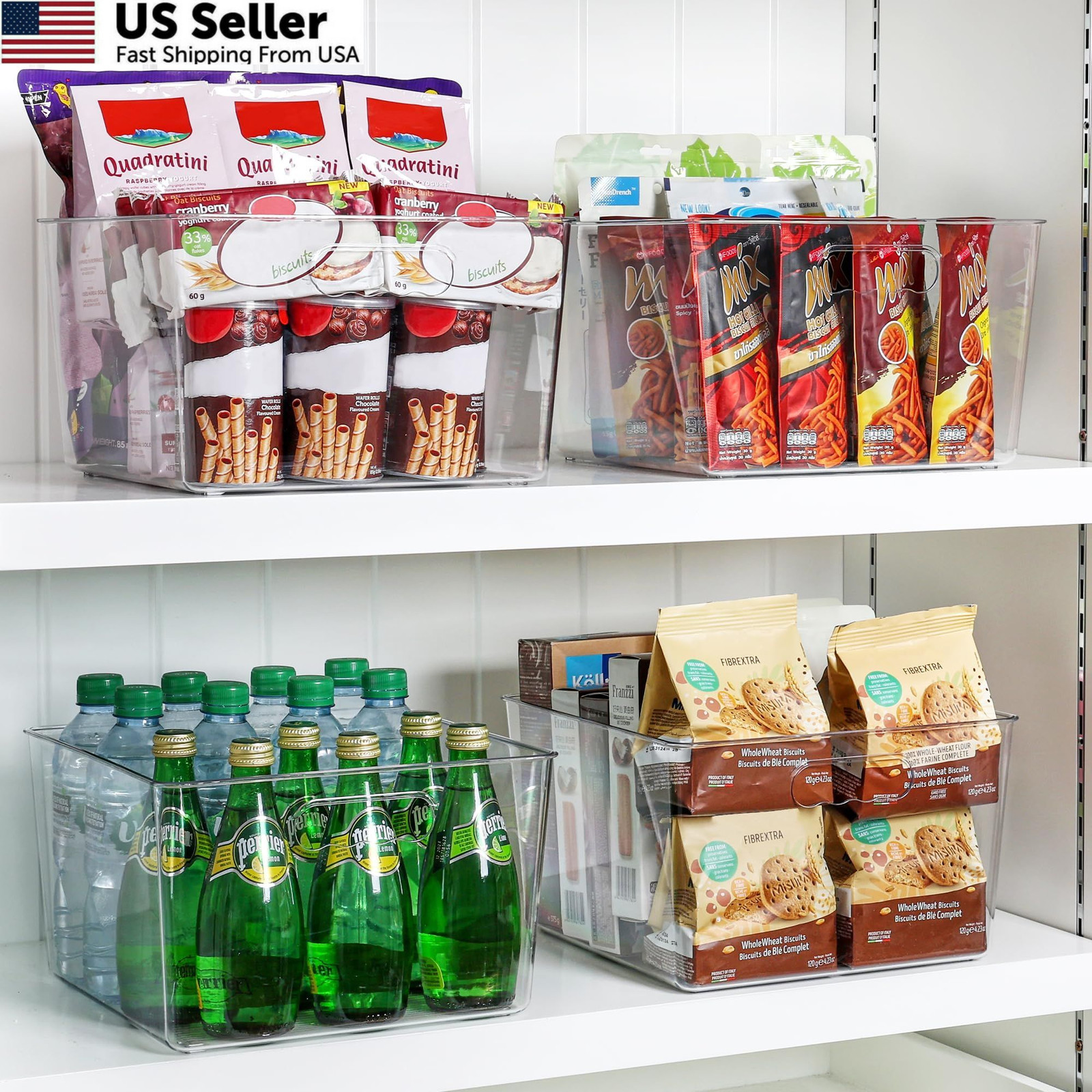 Vtopmart 4 Pack Extra Large Clear Plastic Storage 11inch-XXL, clear