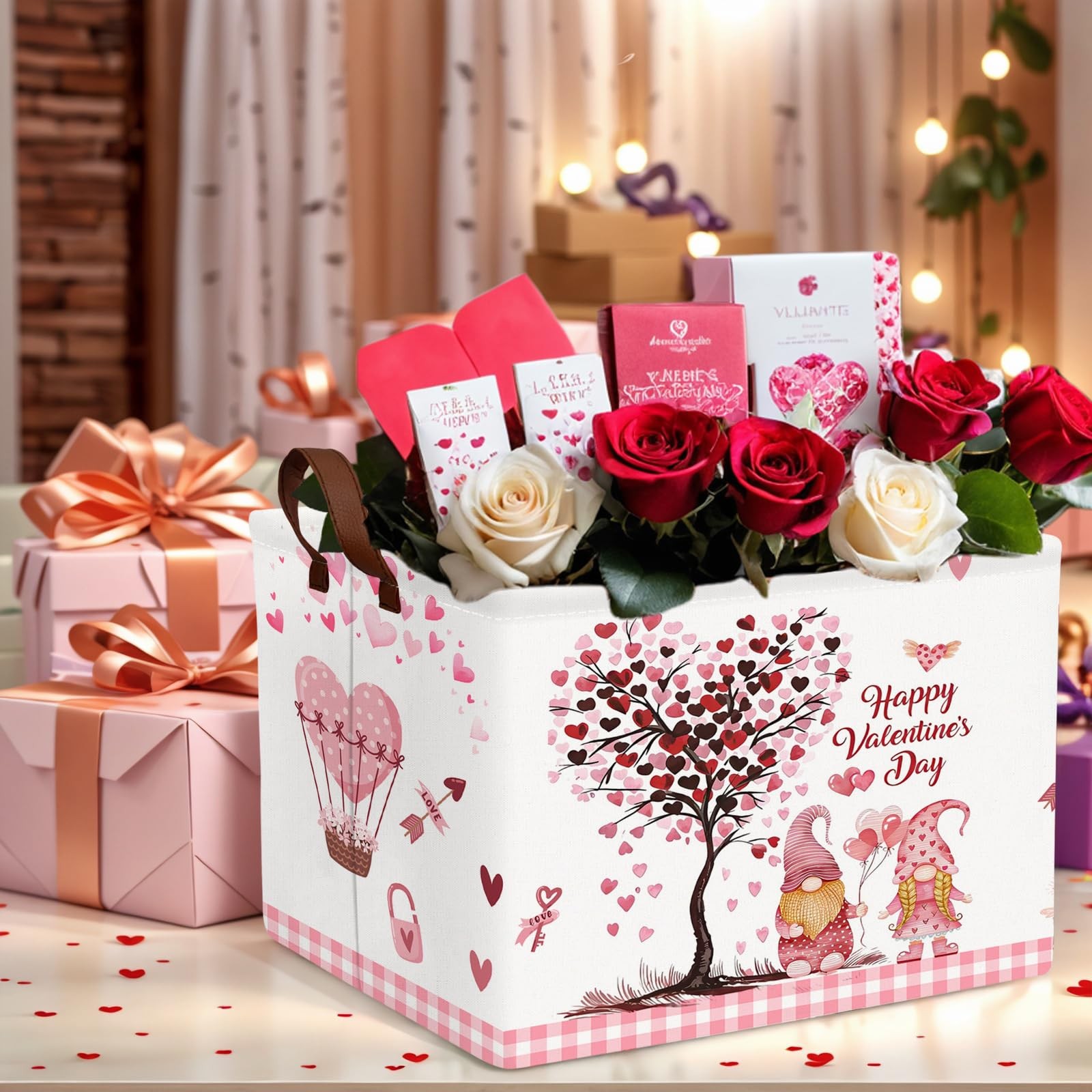 ASKETAM Valentine's Day Basket Gift for Empty Cute Heart Large Storage Bin fo...