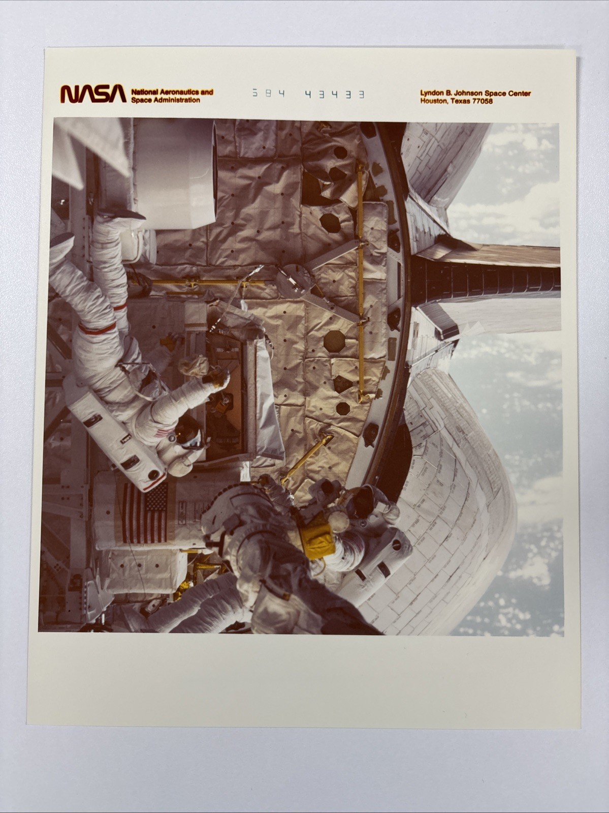 NASA STS 41G Leestma Sullivan EVA from Flight Deck Black Numbered Press Photo 2