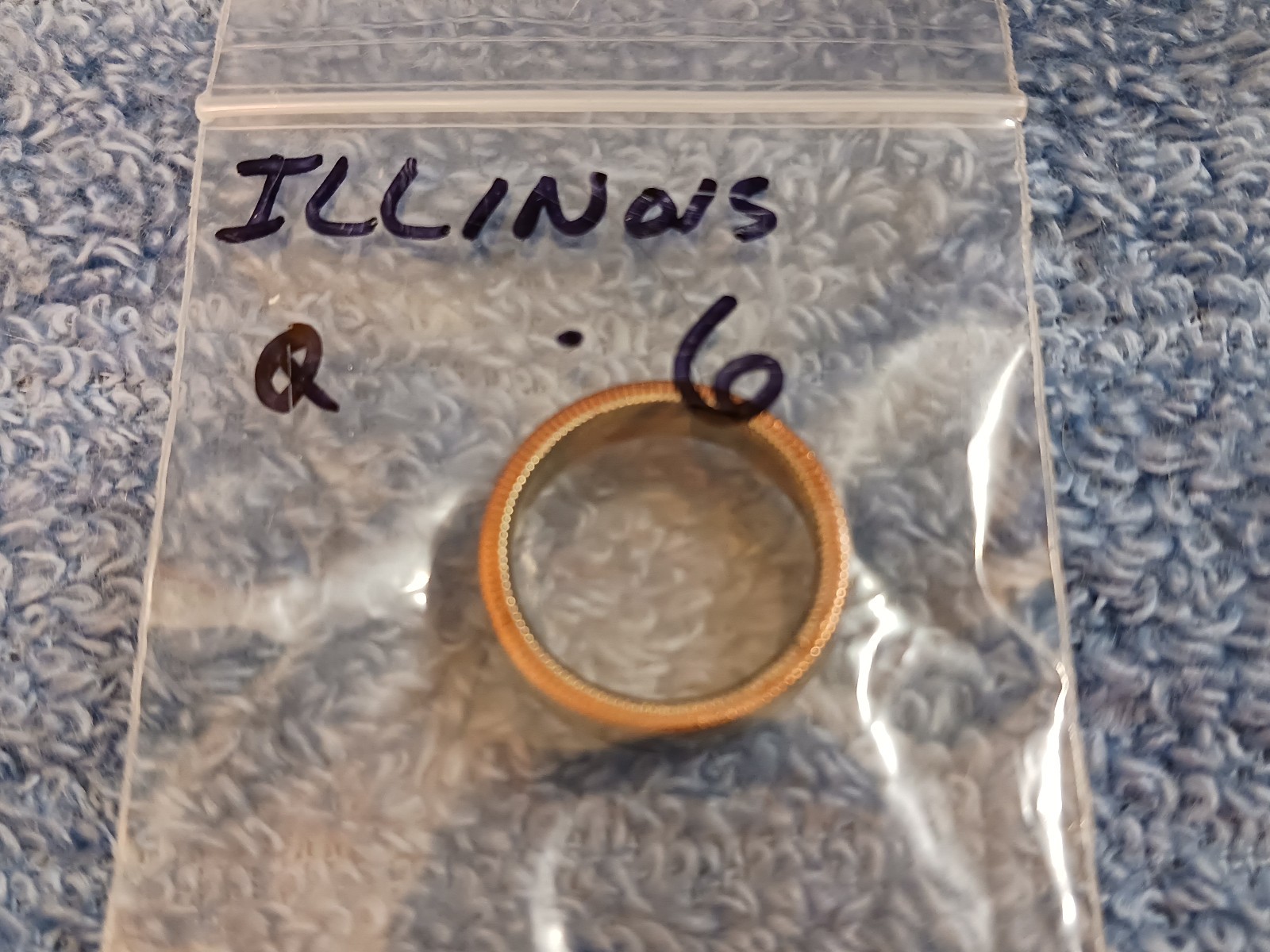 Illinois Handcrafted Washington Quarters coin ring, size 6