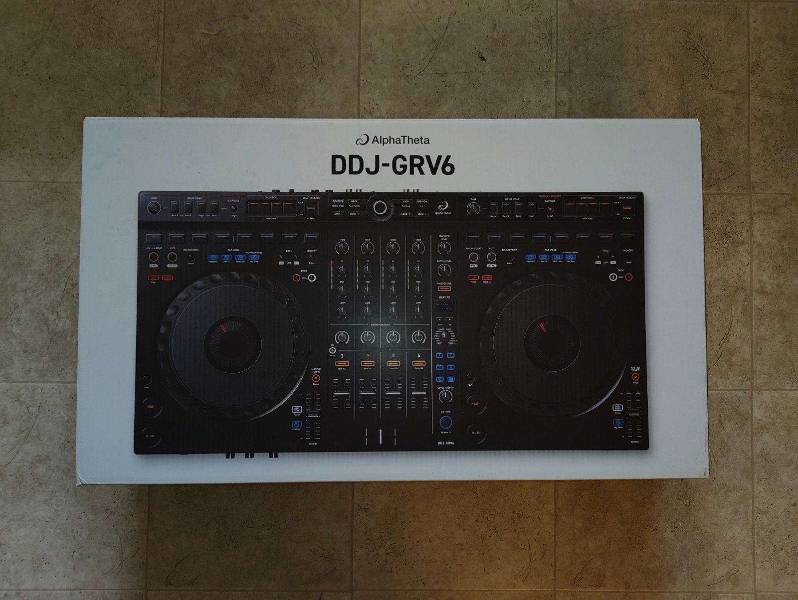 AlphaTheta DDJ-GRV6 2-Deck 4-Channel DJ Controller w/ Mixer, Beat FX, Black