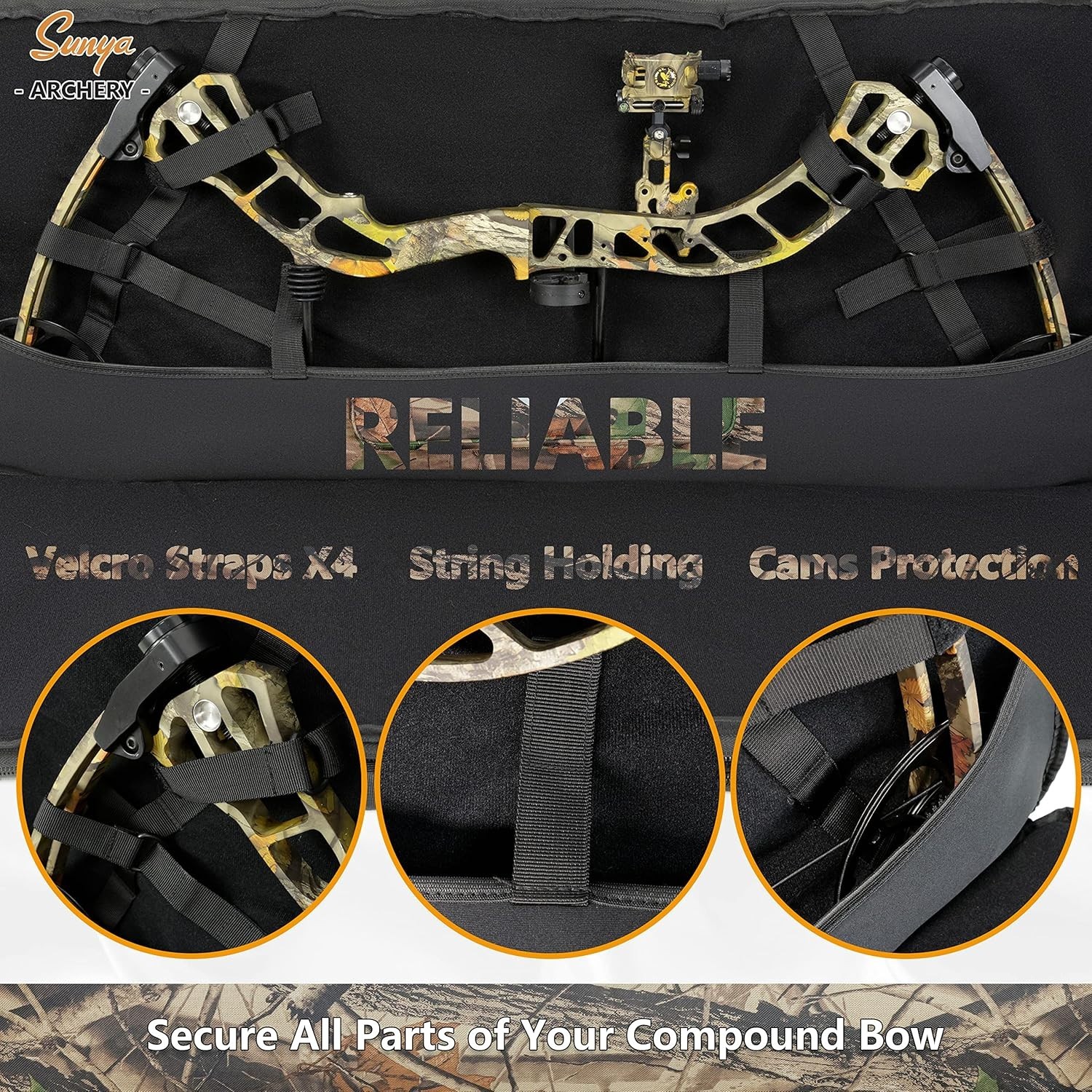 SUNYA Compound Bow Case with Molle System - Neoprene Bow String Protection & ...