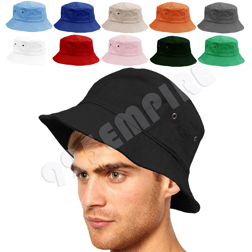 Men's Bucket Hat Cap Cotton Fishing Boonie Brim Safari Summer Camping Size X/XL
