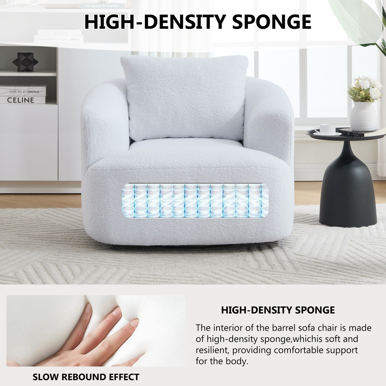Modern 360° Swivel Accent Chairs Teddy Fleece Upholstered Sofa for Living Room