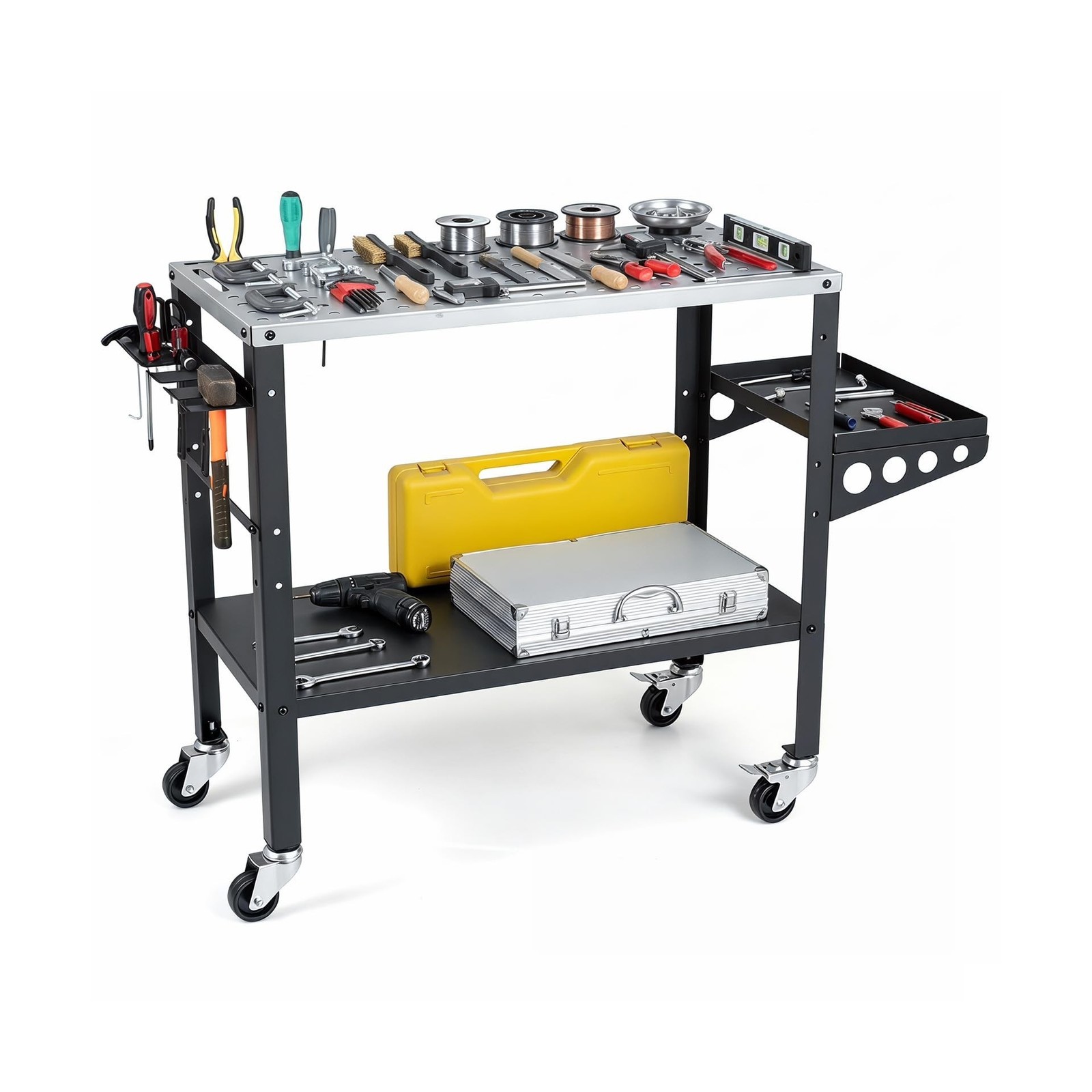 Goplus Rolling Welding Table, 1200 LBS Welding Workbench Table Top w/Lockable...