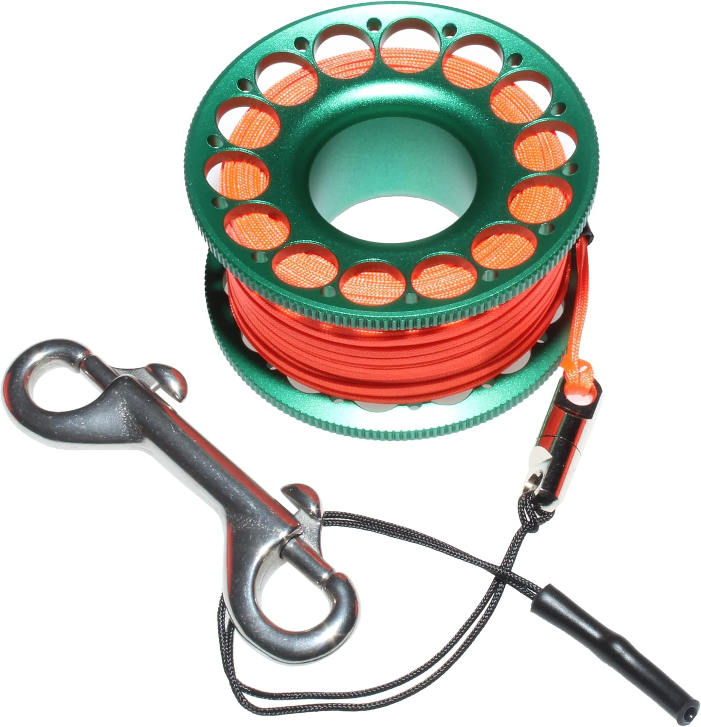 98FT SCUBA DIVING REEL: Aluminum Finger Spool with Stainless Steel Double-End Bo
