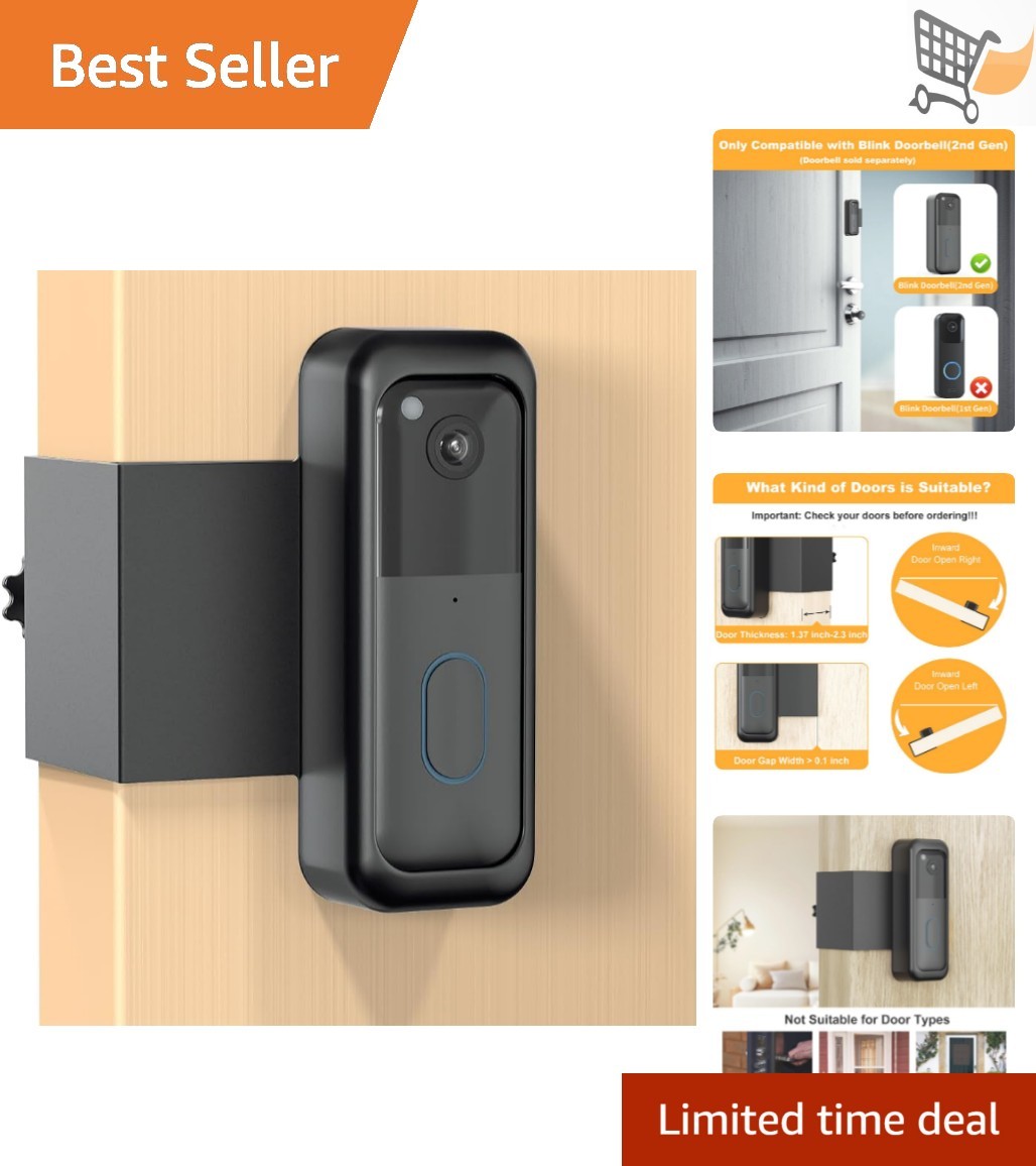 Doorbell Mount Anti Theft No Tools Black Wifi Easy Install for Outdoor Security