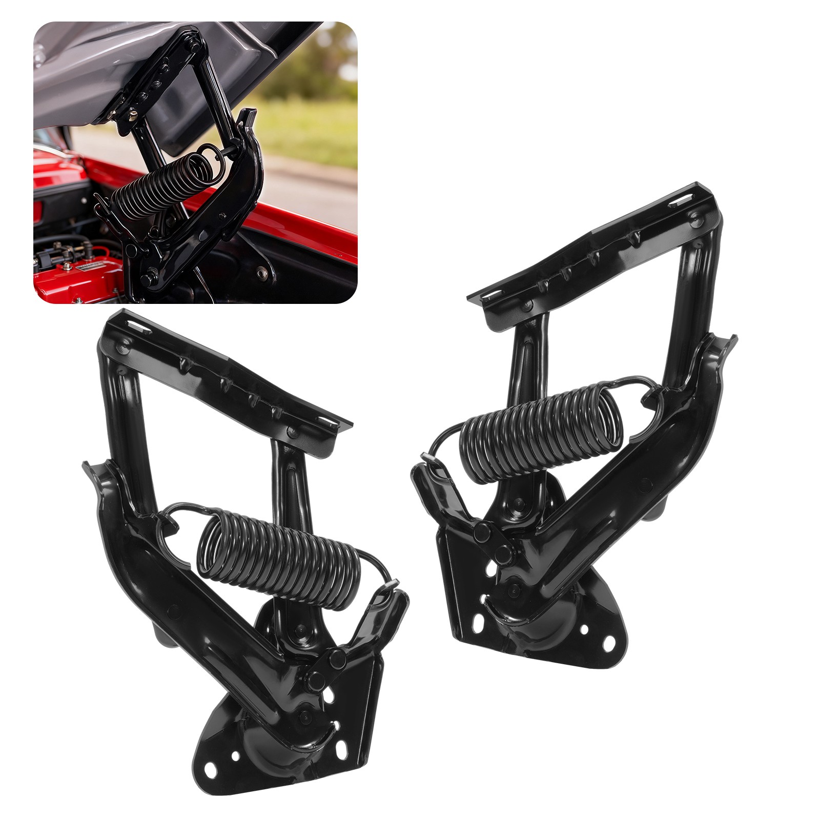 Hood Hinges Black w/Spring For 1967-1972 Chevy C10 Suburban Blazer/ GMC Jimmy