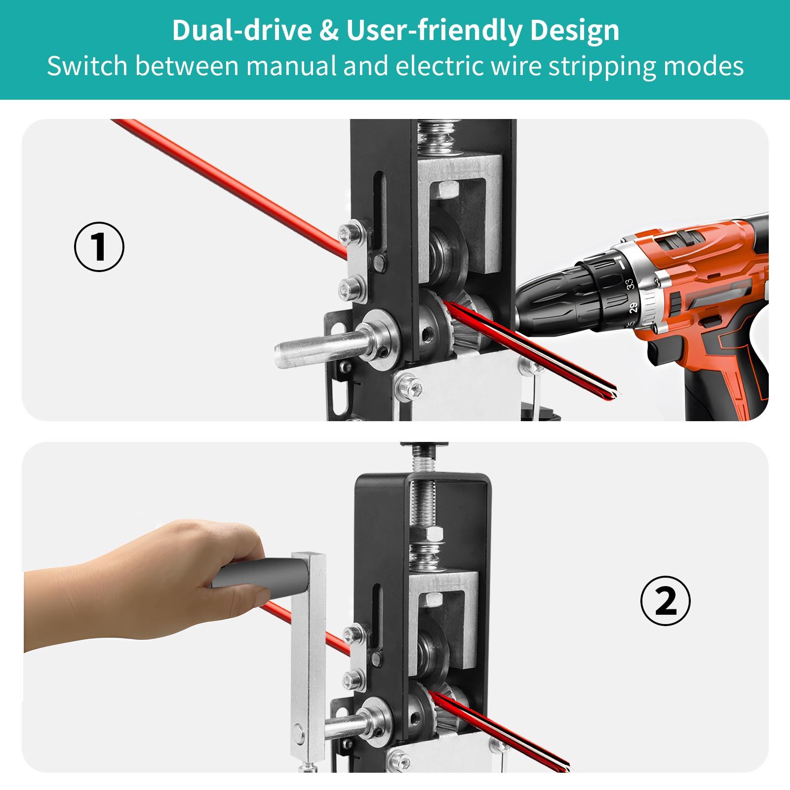 Manual Wire Stripping Machine Drill Powered Hand Crank Wire Stripper Tool 1-21MM