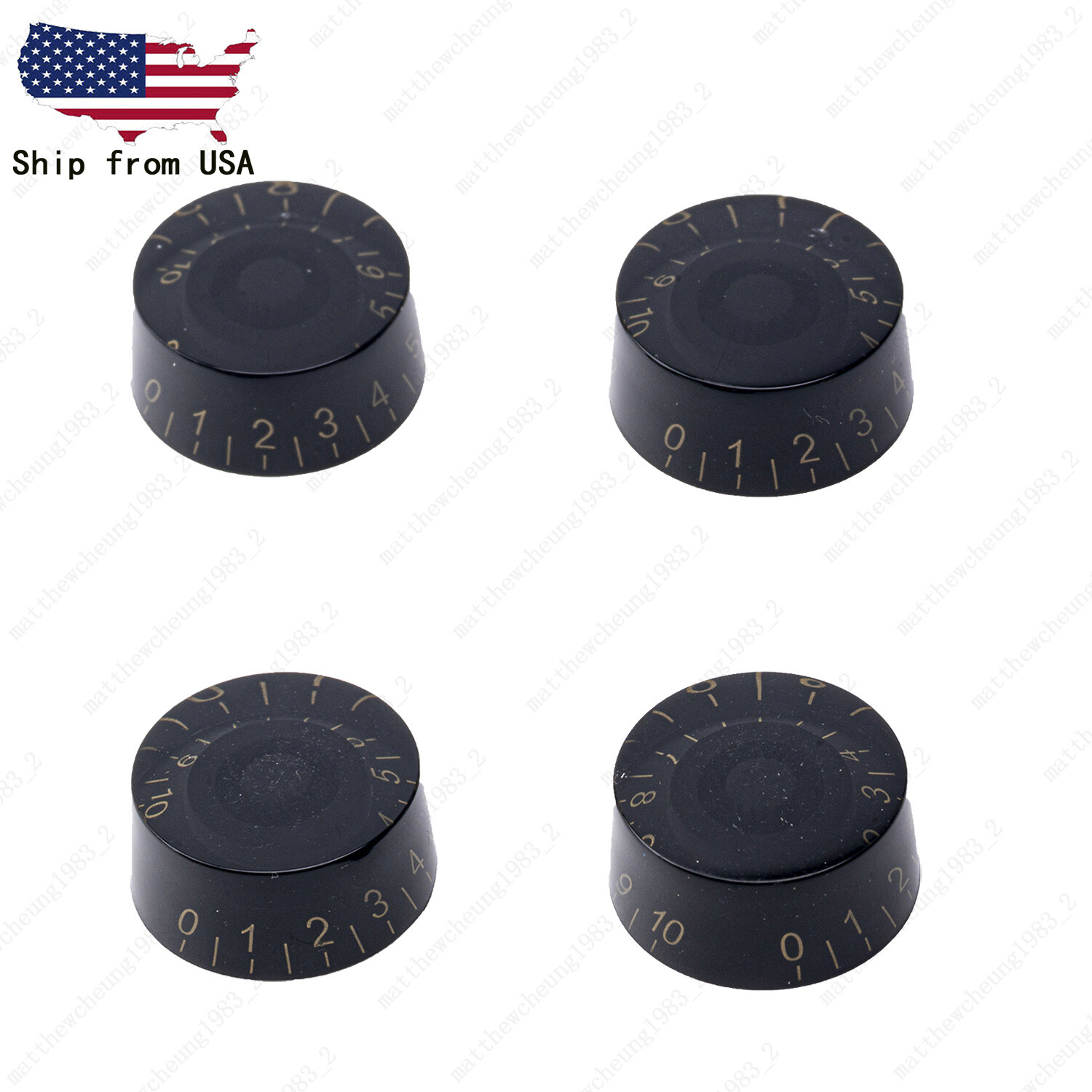 4 Pcs Black  LP Guitar Control Knobs Speed Dial Knobs for Les Paul SG Guitar