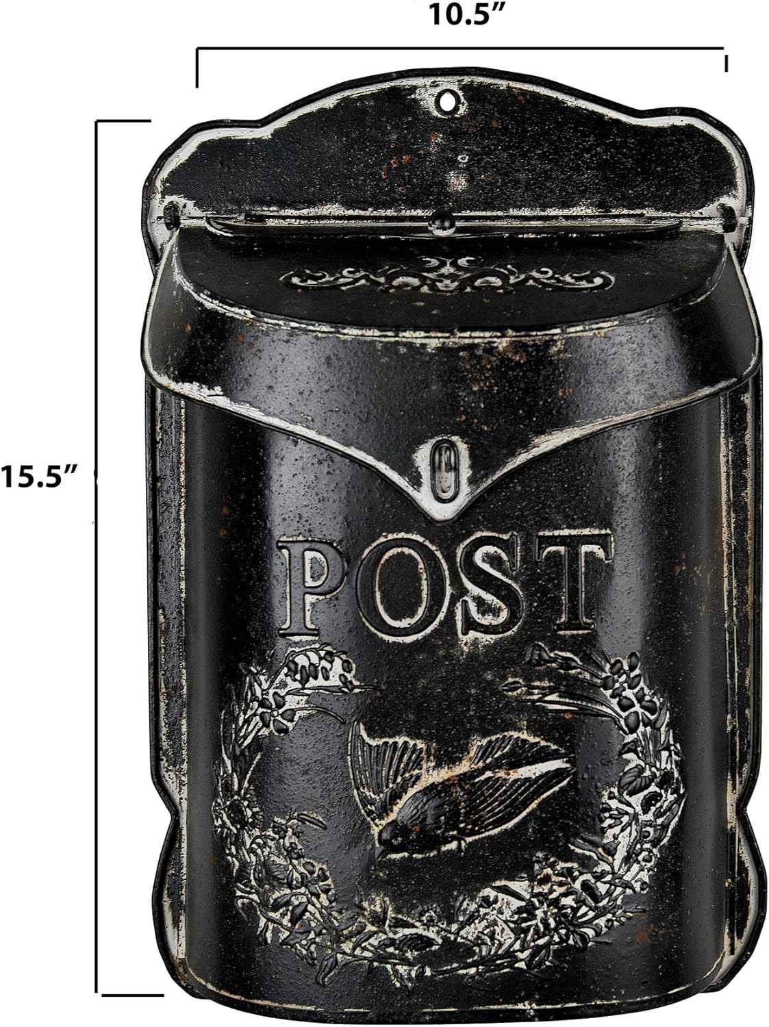 Black Embossed Tin Post Letter Box