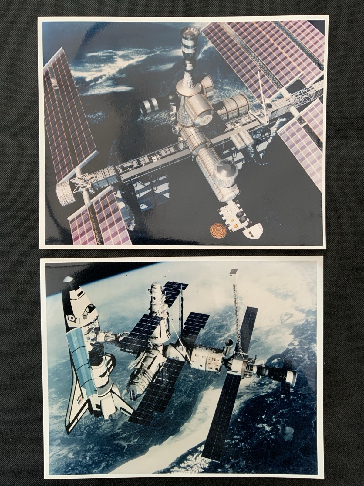 NASSA Official Press Stills X2. Space station & Mir concept pictures. 10X8. 1993