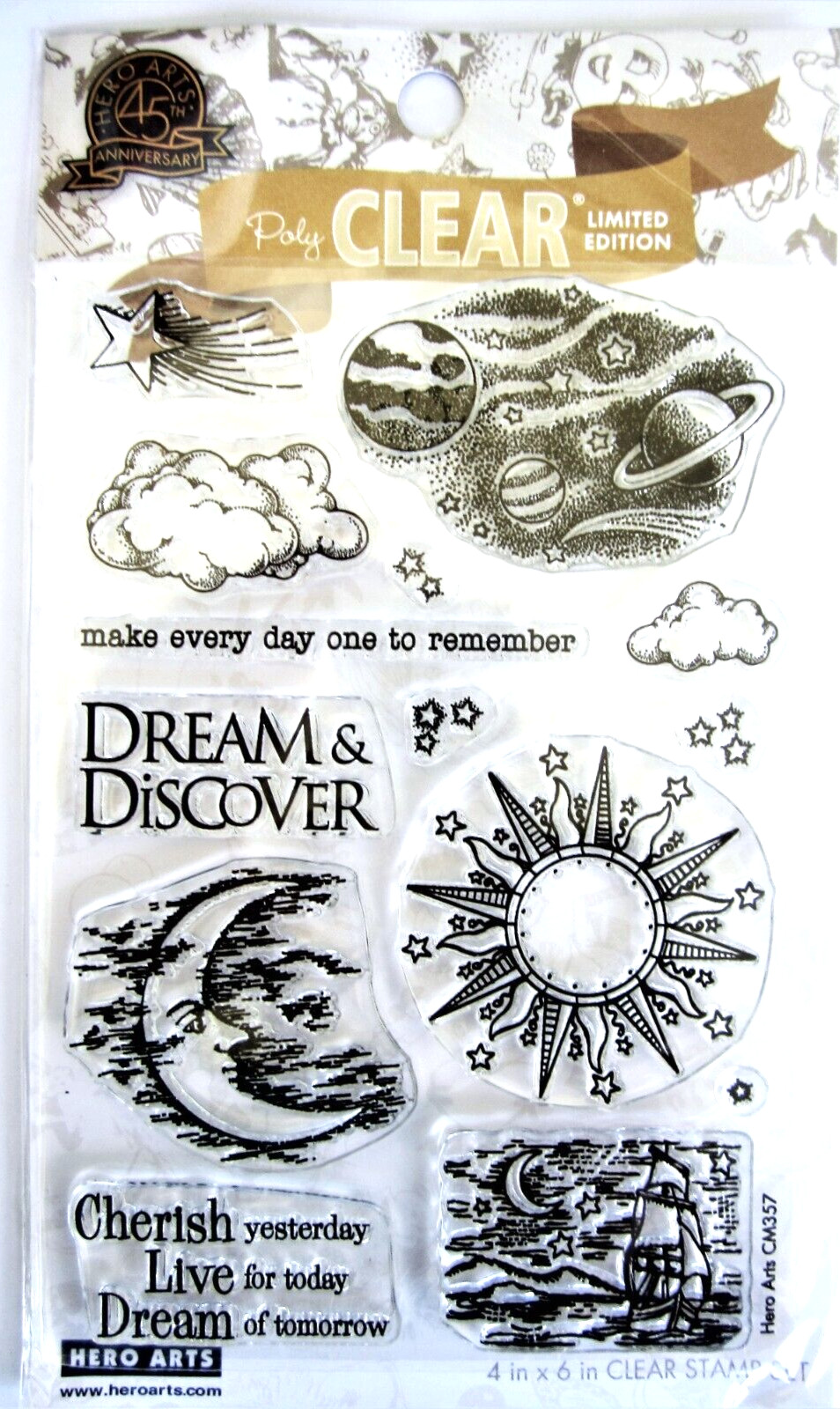 Celestial Moon Sun Planets Stamp Set by Hero Arts From the Vault CM357 NEW!