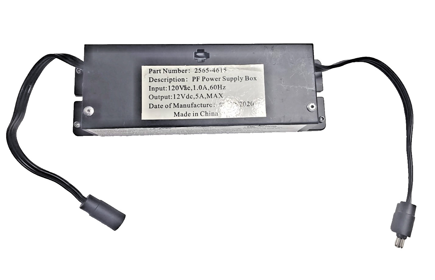 2565-4615 PF Power Supply Box 120VAC 1.0A 60Hz Input 12VDC 5A Max Black, NEW