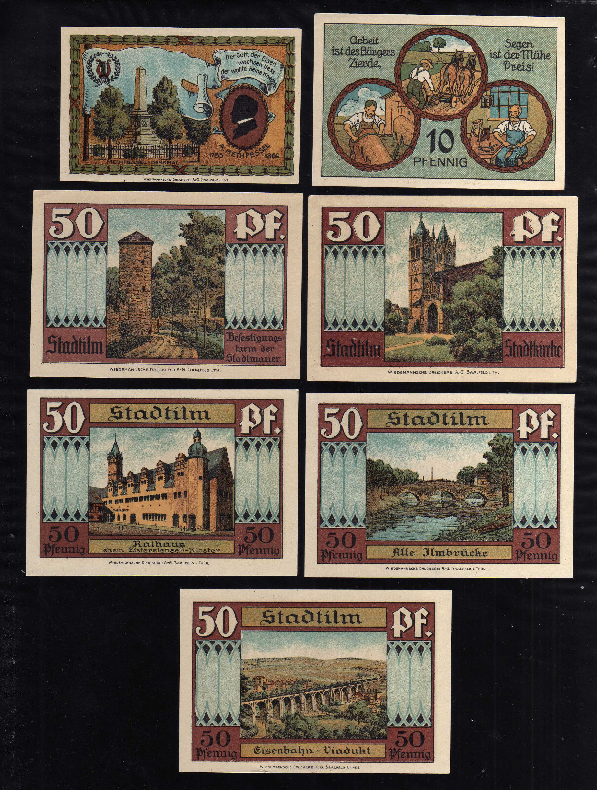 STADTILM - GERMANY NOTGELD -   5, 10,  5 x 50 PFENNIG
