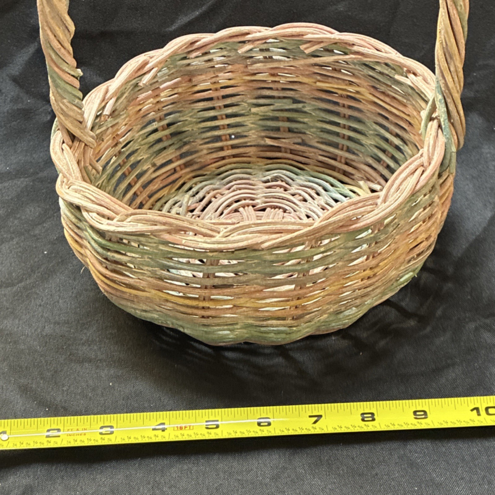 Wicker Multicolor Handmade Storage Basket Country Style With Handle Round EASTER