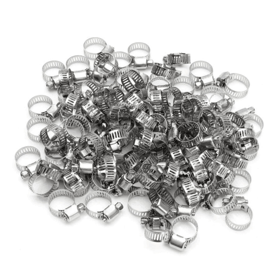 10/100x Adjustable Hose Clamps Worm Gear Stainless Steel Clamp Assortment