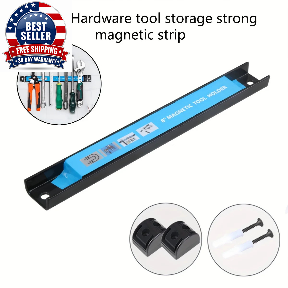 24/18/12/8 Inch Magnetic Tool Holder Heavy-Duty Magnet Tool Bar Strip Rack Space