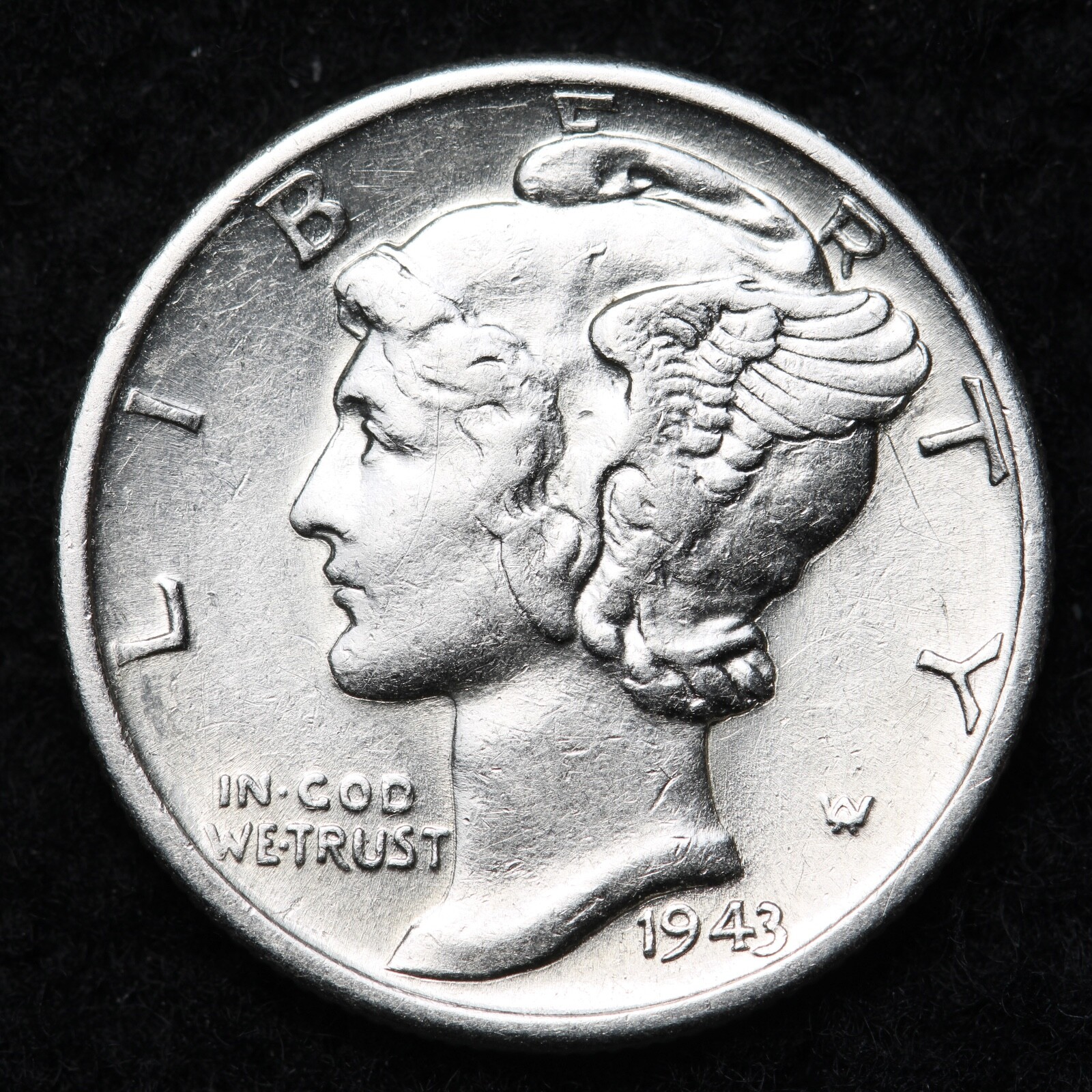 1943 Mercury Silver Dime AU FREE SHIPPING