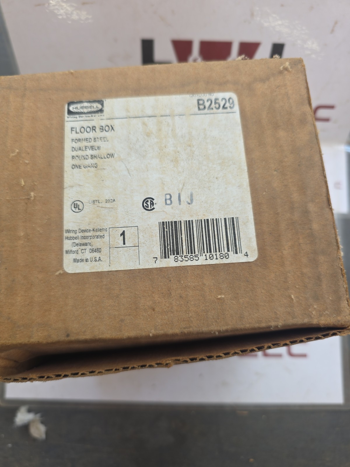 HUBBELL FLOOR BOX B2529 FORMED STEEL ROUND SHALLOW