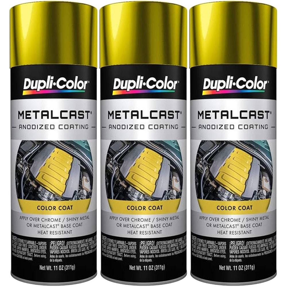 Duplicolor Paint MC202 (3-Pack), Metalcast Paint, Yellow Anodized, 11 oz Aerosol
