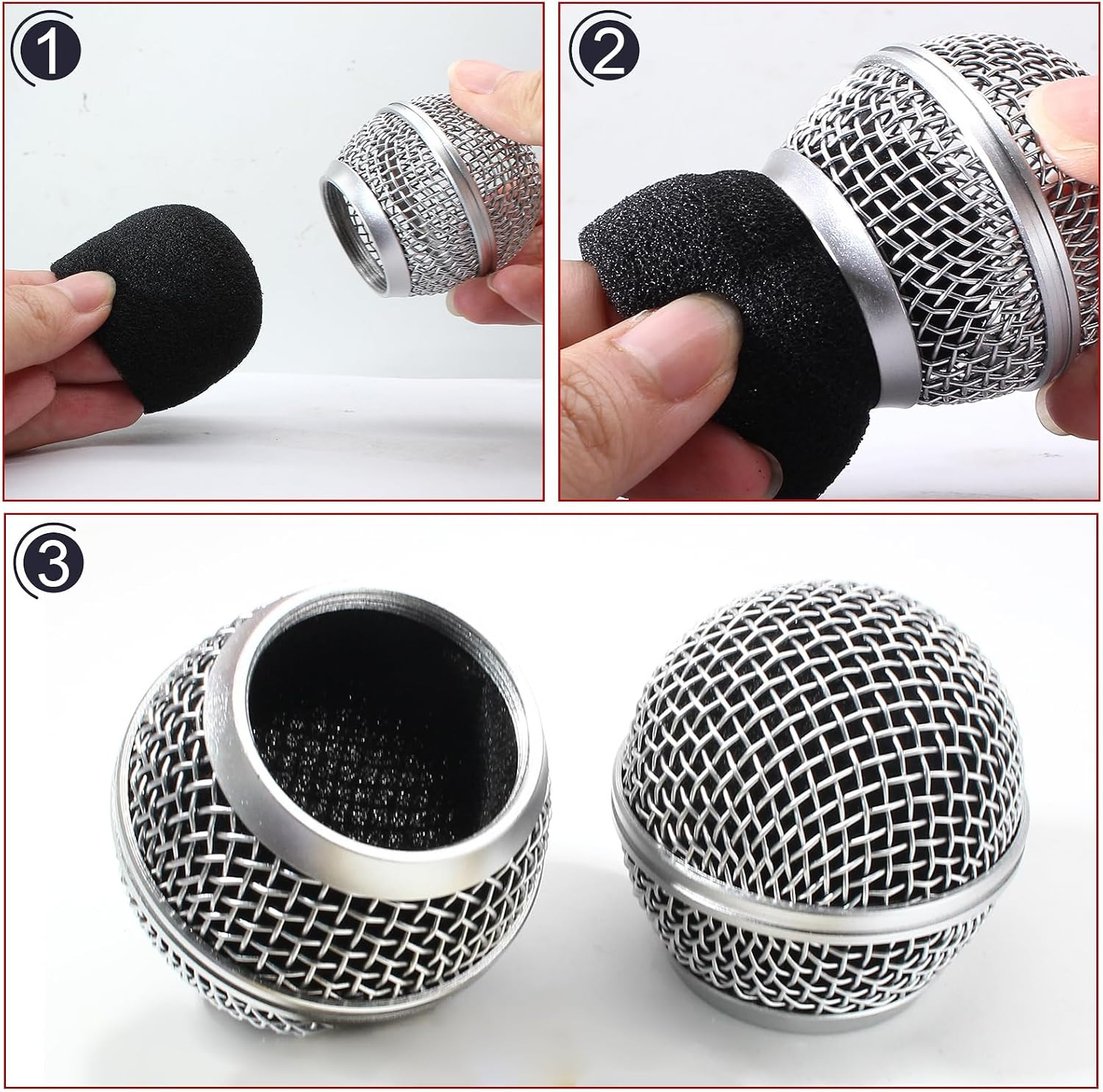4 PCS SM58 Microphone Head Replacement, Standard Size Grille Mic Replacement Foa