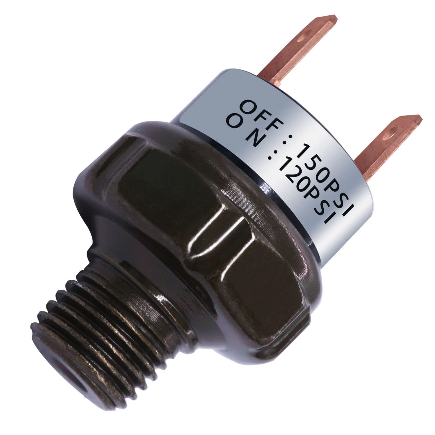 Air Pressure Switch for Compressors 120-150 PSI 1/4" NPT DC 12V/24V Black
