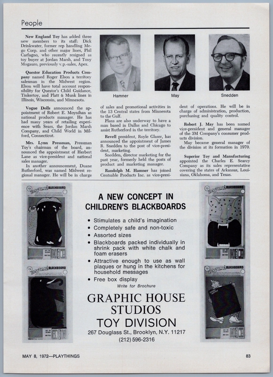 1972 Graphic House Studios Vintage Toy Ad Animal Blackboards Chalk Boards