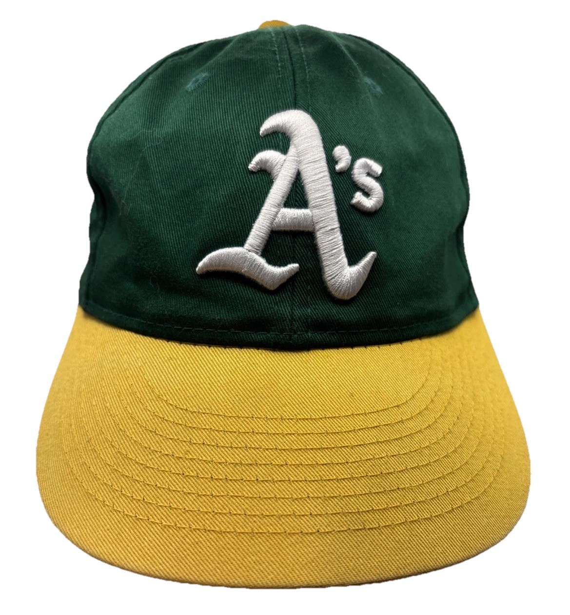 Oakland Athletics Cap Hat Youth Size Strap Back MLB Green Yellow Adjustable