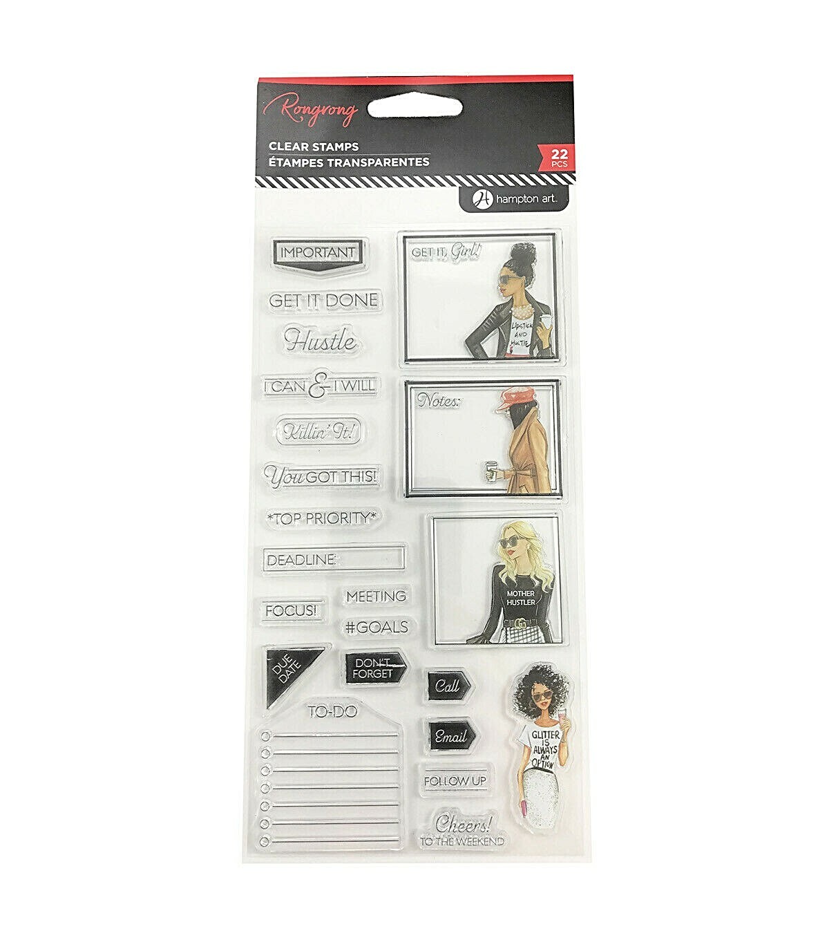 Hampton Art RONGRONG Clear Stamps - PRODUCTIVITY - 22 pcs