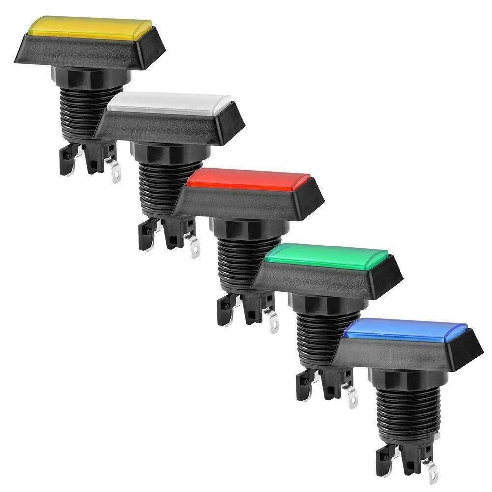 30*50mm Arcade Square Rectangle Buttons LED Push Illumilated W/ Microswitch B