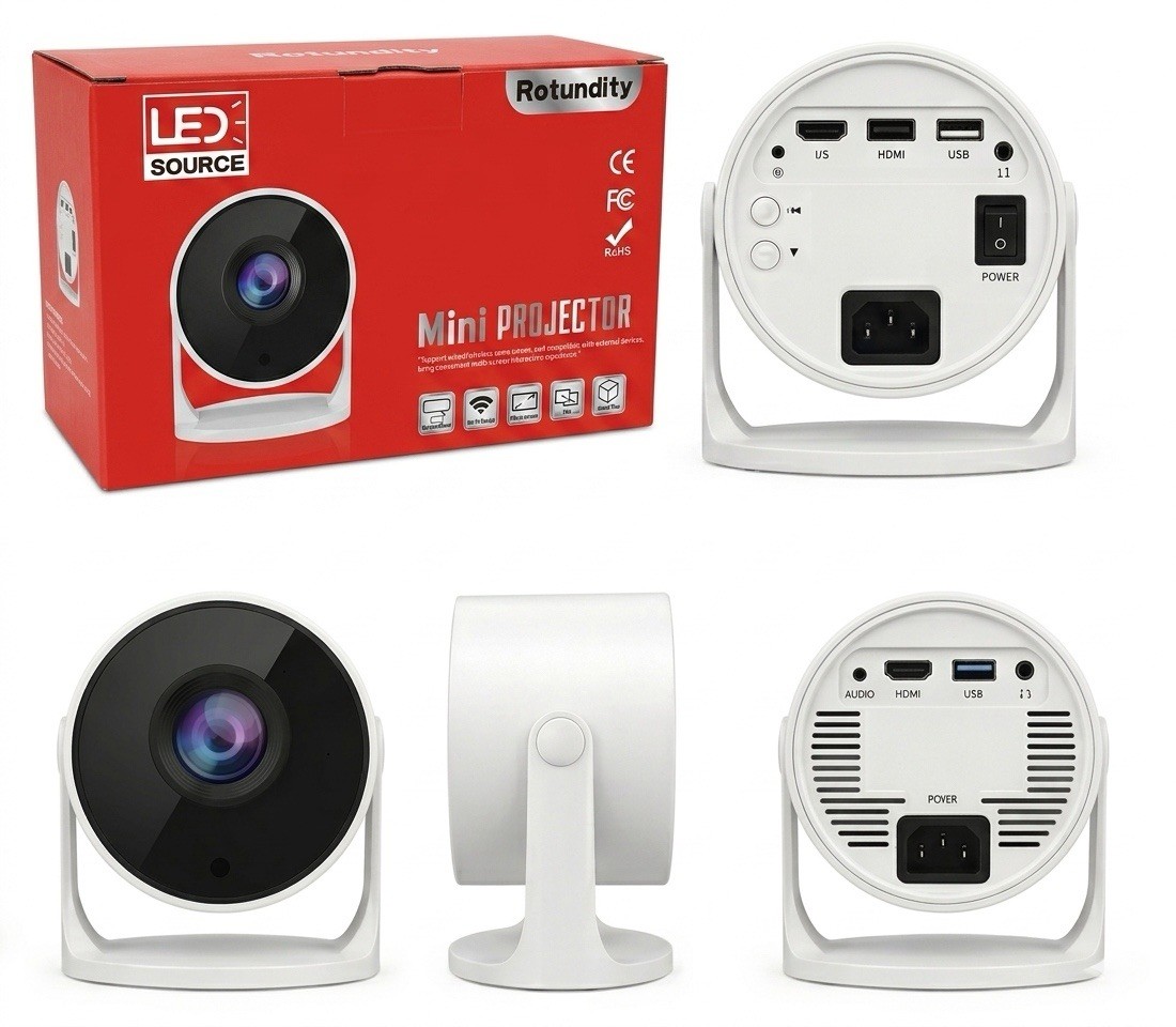 Rotundity Mini Projector Wi-Fi  Ready Large Screen Screen Mirror High Definition